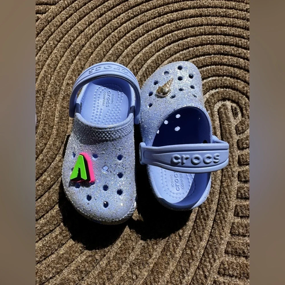 CROCS Bundle: 2 Kid Clog Waterproof Play Shoe Slip-On Light Purple C7 C8